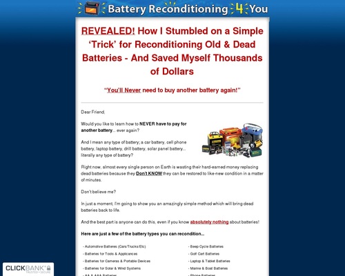 Battery Reconditioning 4 You &#8211; 100% Commission! &#8211; uBetMobile.com