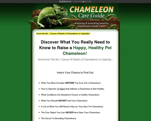 Chameleon Care Guide &#8211; Only Product in Booming Niche &#8211; 75% Commissions &#8211; uBetMobile.com