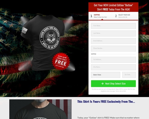 FREE Plus Shipping T-Shirt Funnel for AMERICAN GUN ASSOCIATION &#8211; uBetMobile.com