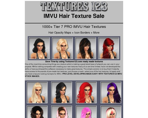 Game Texture Sales :1200 Hair textures &#8211; uBetMobile.com