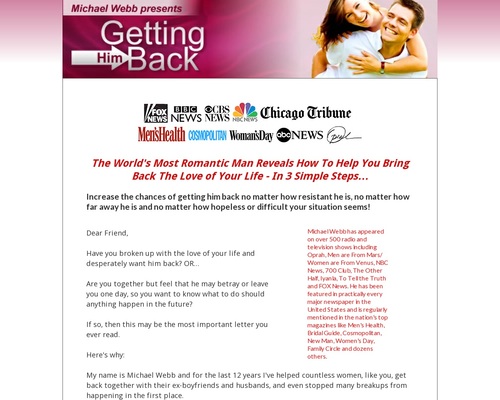 Getting Him Back &#8211; Oprah Expert Reveals How to Get Your Ex Back &#8211; uBetMobile.com