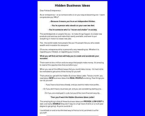 Hidden Business Ideas Letter &#8211; uBetMobile.com