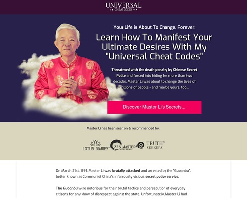 Master Li&#8217;s Universal Cheat Codes &#8211; Manifestation Grabovoi HUGE $ EPC &#8211; uBetMobile.com