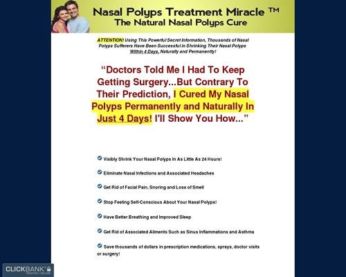 Nasal Polyps Treatment Miracle (TM) &#8211; Up to $68 per sale! &#8211; uBetMobile.com