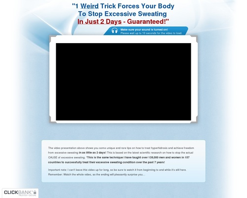 Sweat Miracle(tm) ~ #1 Excessive Sweating Offer On CB ~ $27/Sale! &#8211; uBetMobile.com