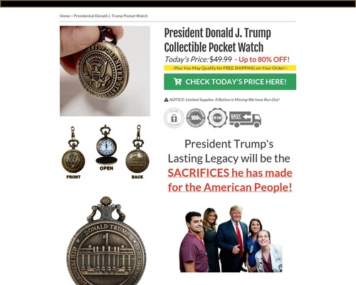 Trump Presidential Collectible Pocket Watch &#8211; uBetMobile.com