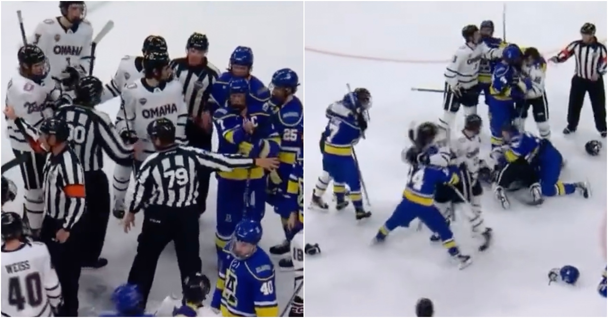 , College Hockey Handshake Turns Into Massive Line Brawl &#8211; uBetMobile.com