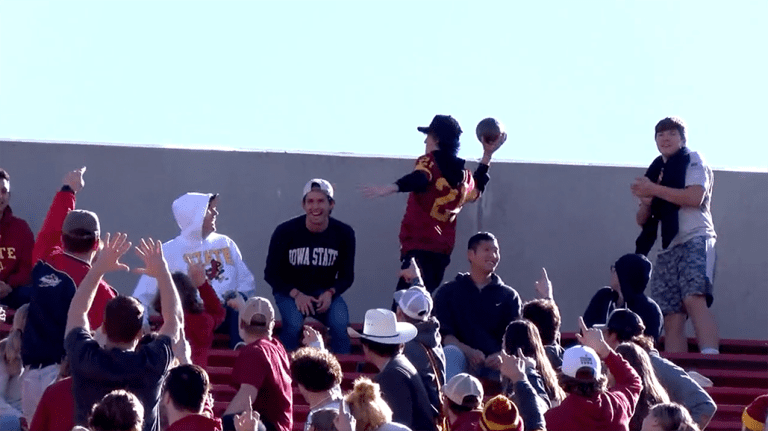 Funny Sequence Shows Iowa State Fans Throw OU Ball Out Of Stadium – uBetMobile.com