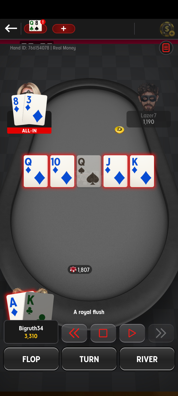 , finally hit my first ever royal flush! first time even seeing one as well. awesome : gambling &#8211; uBetMobile.com