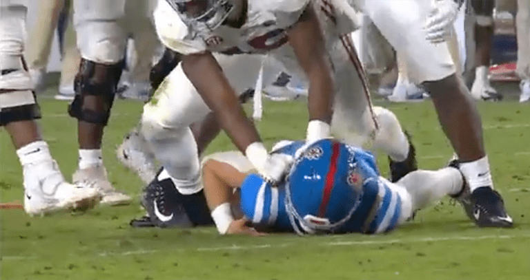 Alabama LB Somehow Avoids Flag For Slamming QB’s Head Into Ground – uBetMobile.com