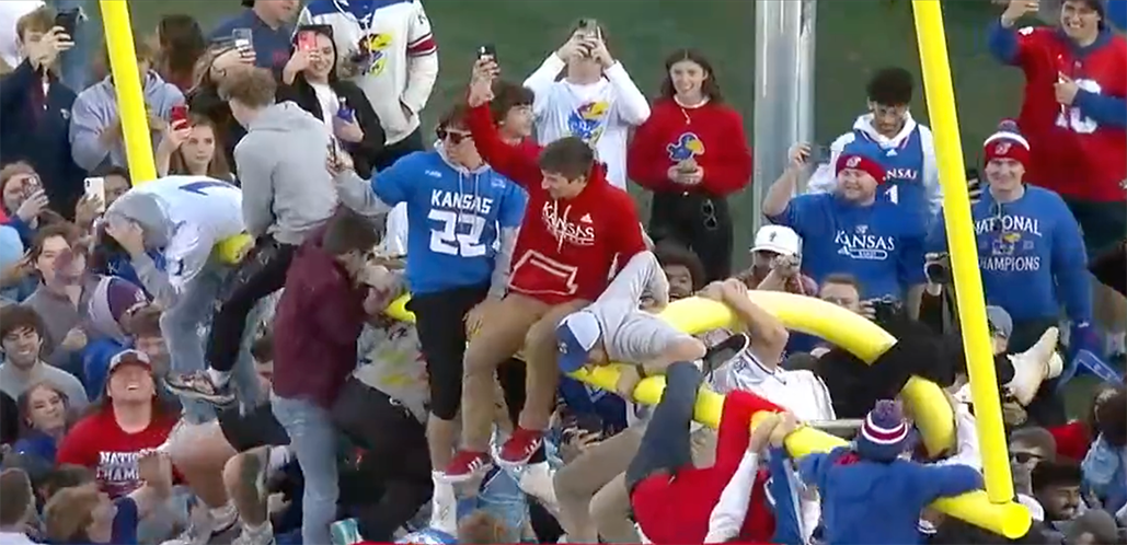 , Epic Scenes As Kansas Fans Throw Goalpost In Lake To Celebrate History &#8211; uBetMobile.com