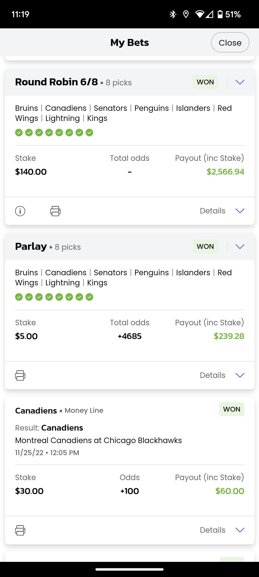 , Hockey was good to me today! : gambling &#8211; uBetMobile.com