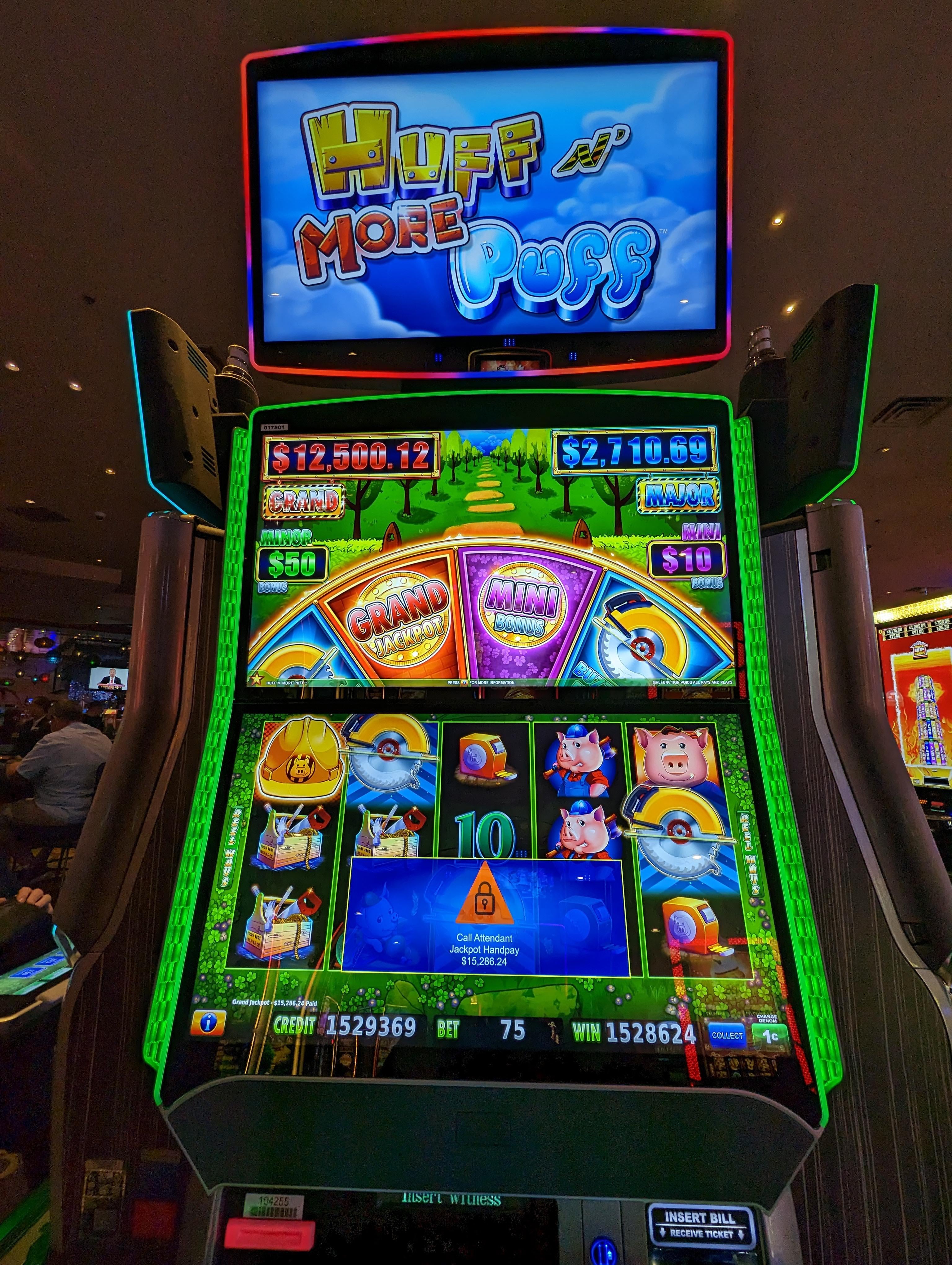 , Huff N&#8217; More Puff. Grand Jackpot on 75 cent bet. : gambling &#8211; uBetMobile.com