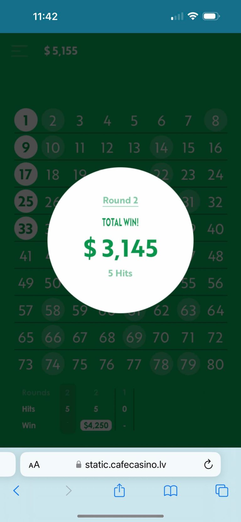 Nice little 850x on Keno. $5 bet on 5 numbers, 5/5 hit for $4,250 : gambling – uBetMobile.com