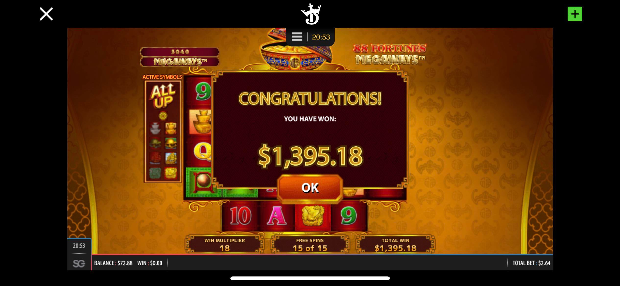 , Nice hit off of free spins 88 fortunes : gambling &#8211; uBetMobile.com