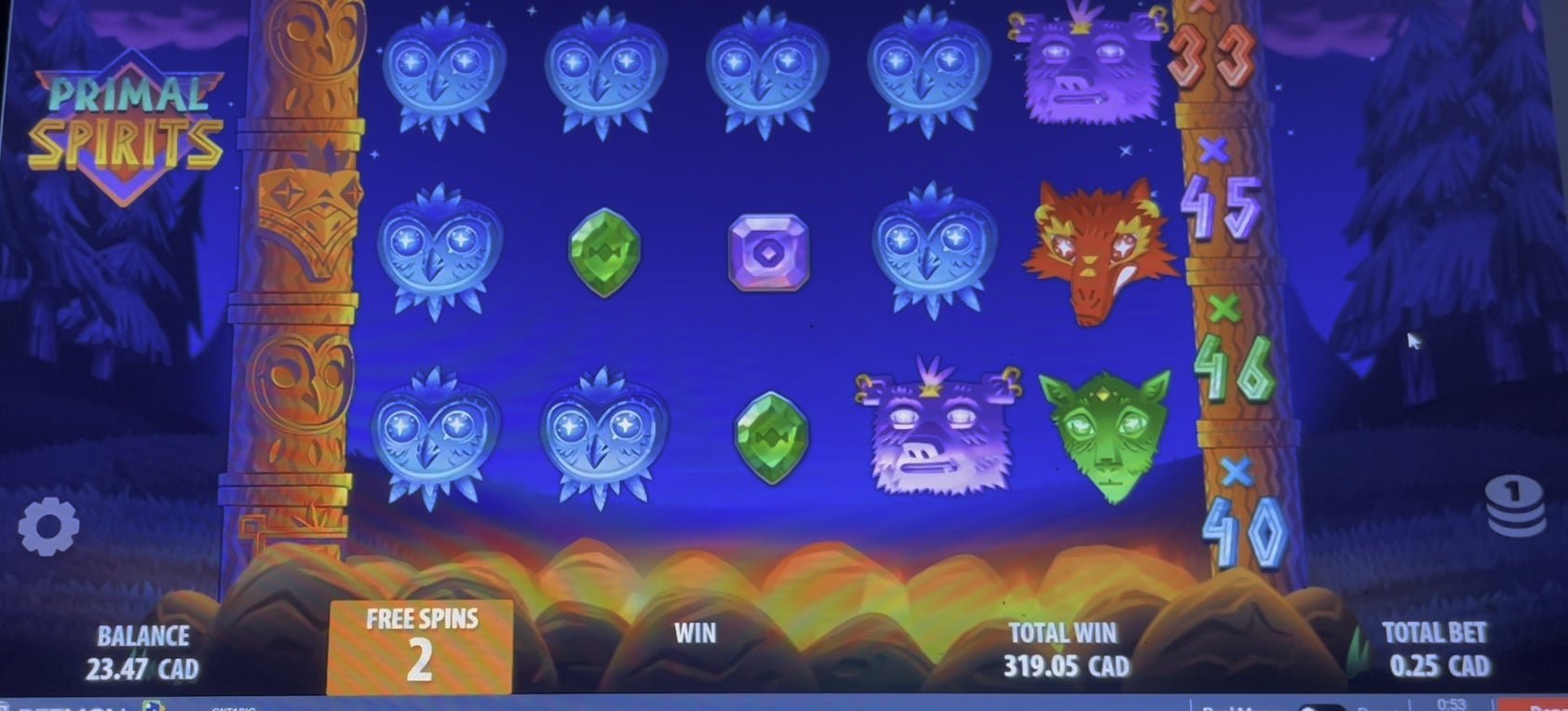 , Not bad for a $0.25 Spin (Primal Spirits) : gambling &#8211; uBetMobile.com