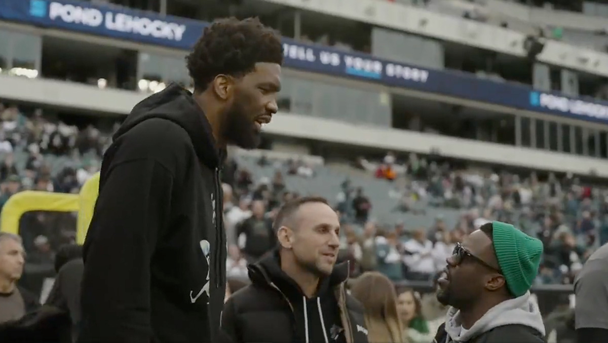 , Joel Embiid Makes Kevin Hart Look Like Small Child At Eagles Game &#8211; uBetMobile.com