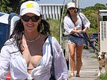 Bachelor and podcaster Brittany Hockley heads dwelling after a swim and canine stroll at Bondi Seaside