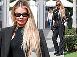 Chloe Sims appears stylish in black as she dines out in Hollywood