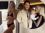 Danielle Fogarty exhibits off her rising child bump in a black lingerie set