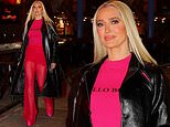 Erika Jayne rocks see-via red trousers and black leather-based jacket in West Hollywood